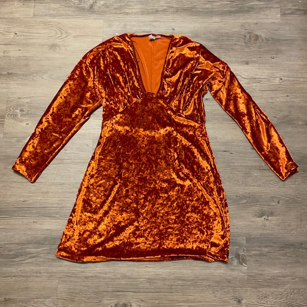 Orange velvet dress (size 6)